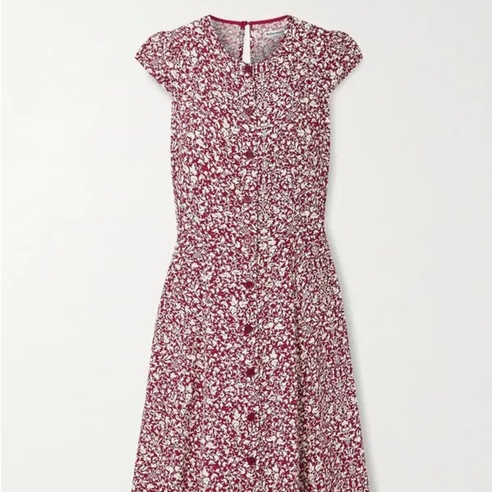 Reformation Fauna Midi Dress with Maroon Pattern